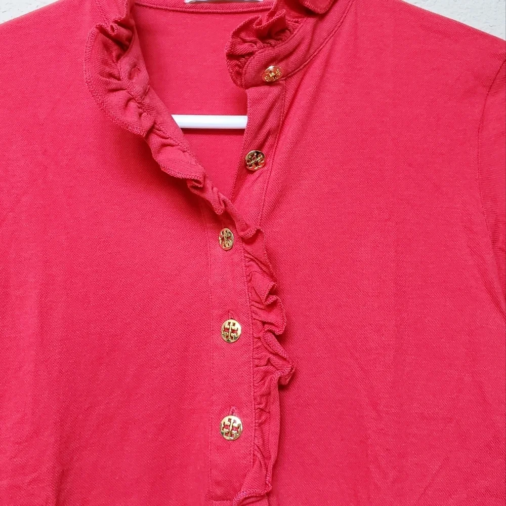Tory Burch Mock Ruffled Neck Top. Size Small